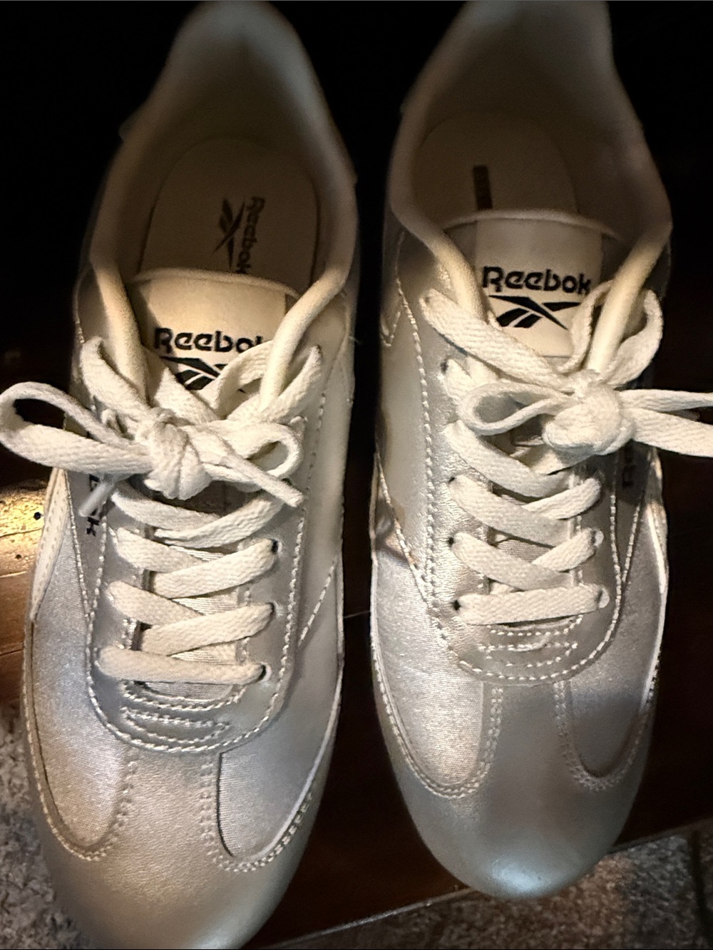 Reebok Silver White Low-Top Sneakers